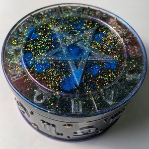 Handmade Astrological Signs Acrylic Gift Box with Pentagram lid